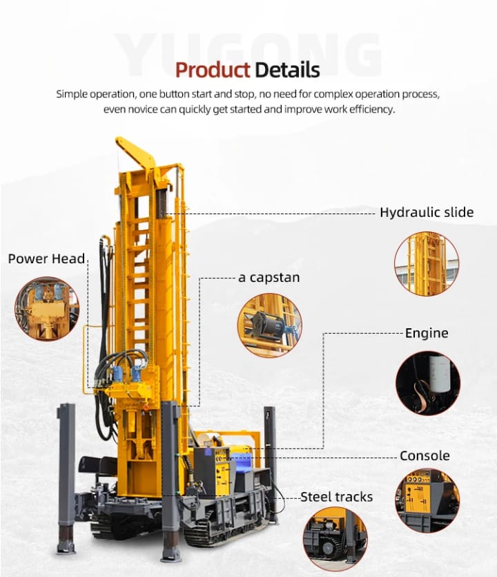 700m Diesel powered Hydraulic Well Drilling_ Borehole Machine